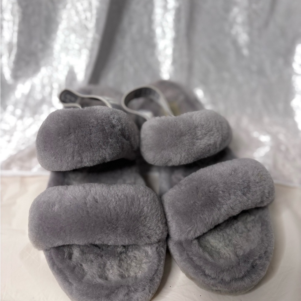 UGG Women's Plush Gray Slippers